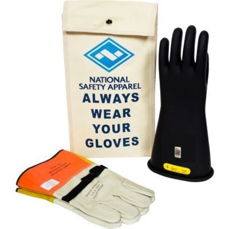 NATIONAL SAFETY APPAREL ArcGuard® Class 2 Rubber Voltage Glove Kit, Black, Size 9, KITGC2B09 KITGC2B09